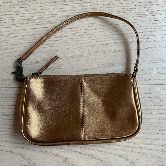 GAP Mini Purse, Bronze, Faux Leather Shoulder Bag, Wristlet, Fall, Metallic - Picture 1 of 7